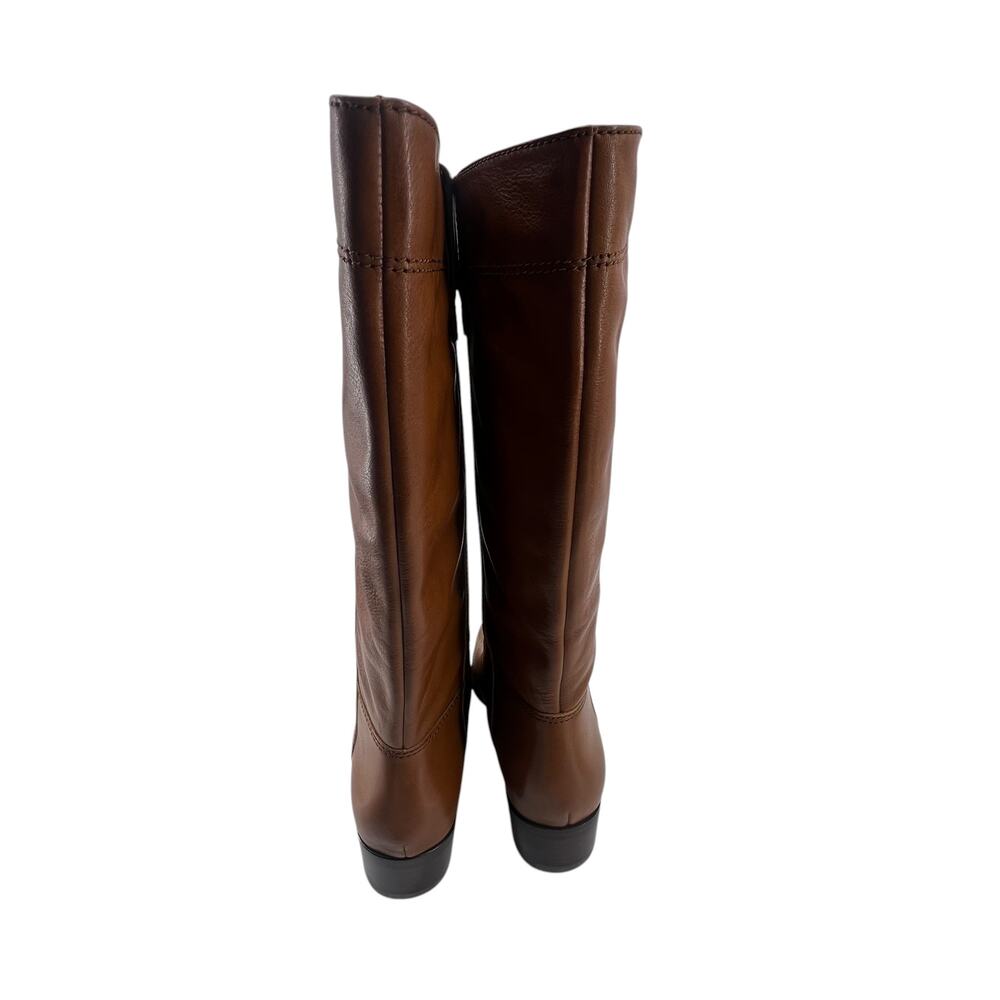 Veronica Beard Dwyer Knee High Riding Boot Size 8 Leather Wide Calf Tall Brown - Picture 4 of 6